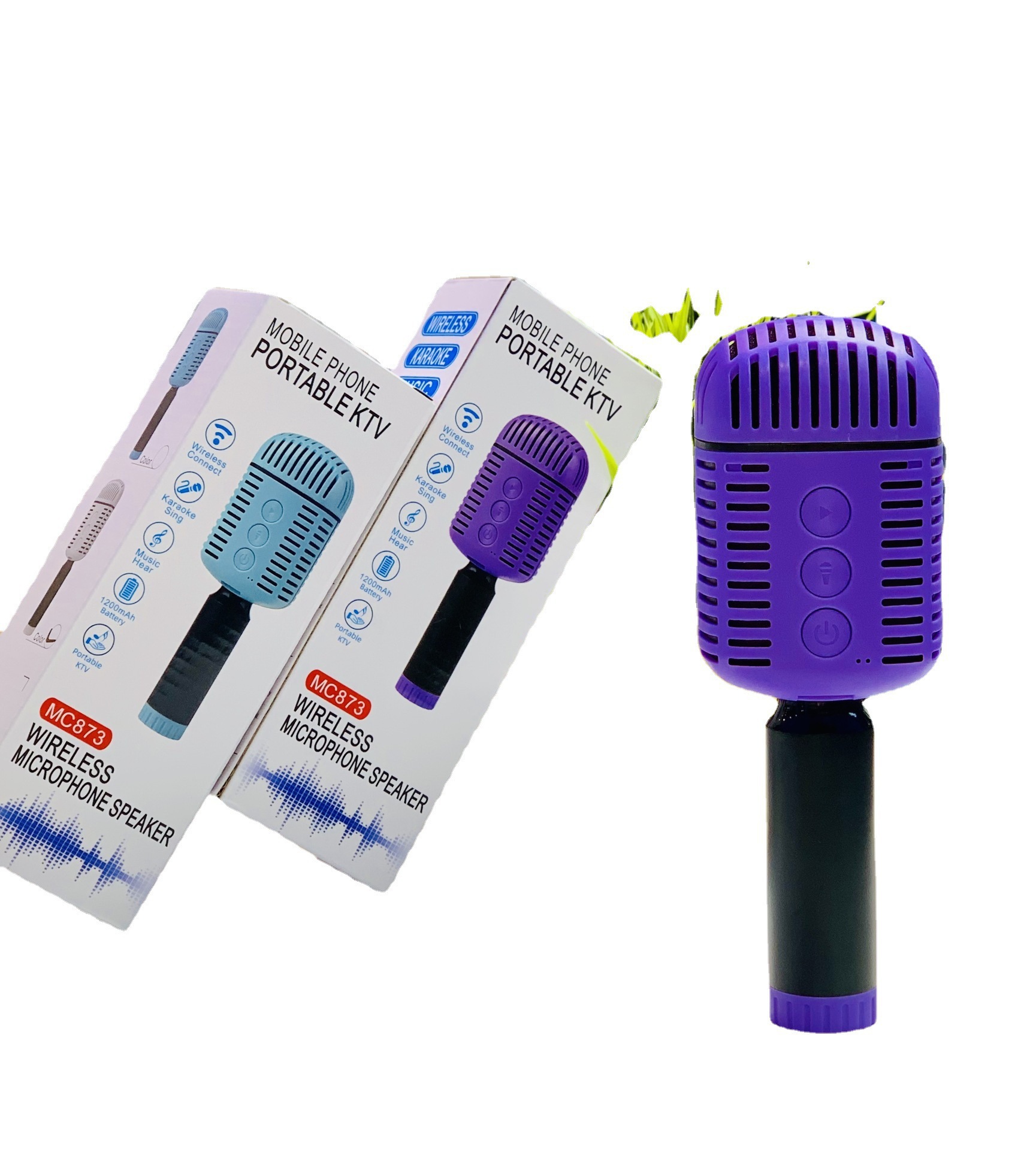 MC873 micrófono teléfono bluetooth micrófono audio todo en uno inalámbrico K gobao doble mac cantar silenciador sonido magia Item Picture