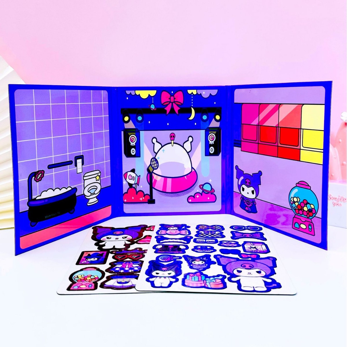 Sanrio Magnetic Quiet Book 12cm no-cut New Girls' Handmade toy, children's DIY magnetic educational Sticker book Item Picture