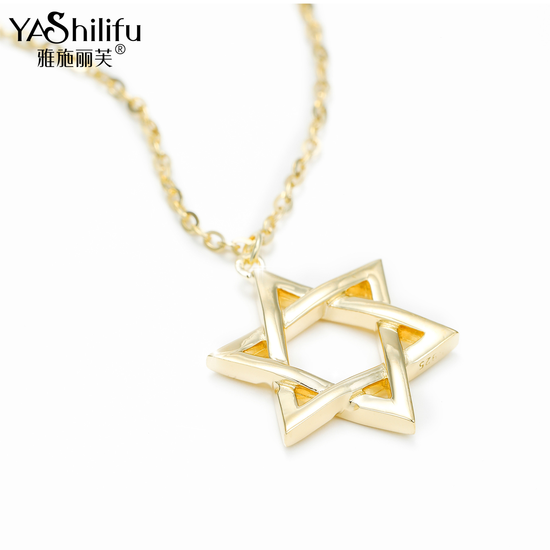 Yashliffe S925 silver hexagonal hollowed out glossy ins style designer source factory shop necklace female Application Scenario