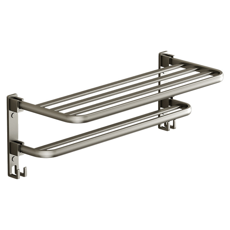 Gun ash towel rack without drilling, bathroom storage rack, toilet storage, space aluminum bathroom, bath towel rack Item Picture