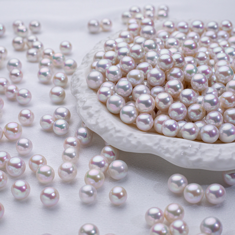 现货批发9-14诸暨天然淡水珍珠爱迪生白色4A5A级正圆微瑕批发裸珠