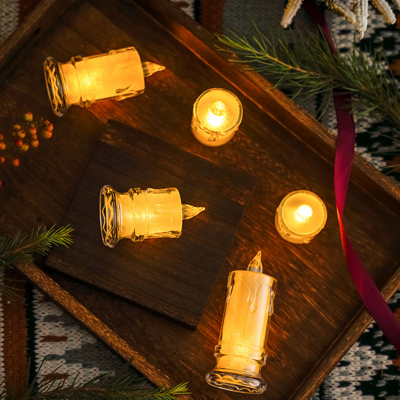 Electronic candles, LED crystal luminous candle lamps, simulated fake candles, proposal and birthday decoration, transparent candles Application Scenario