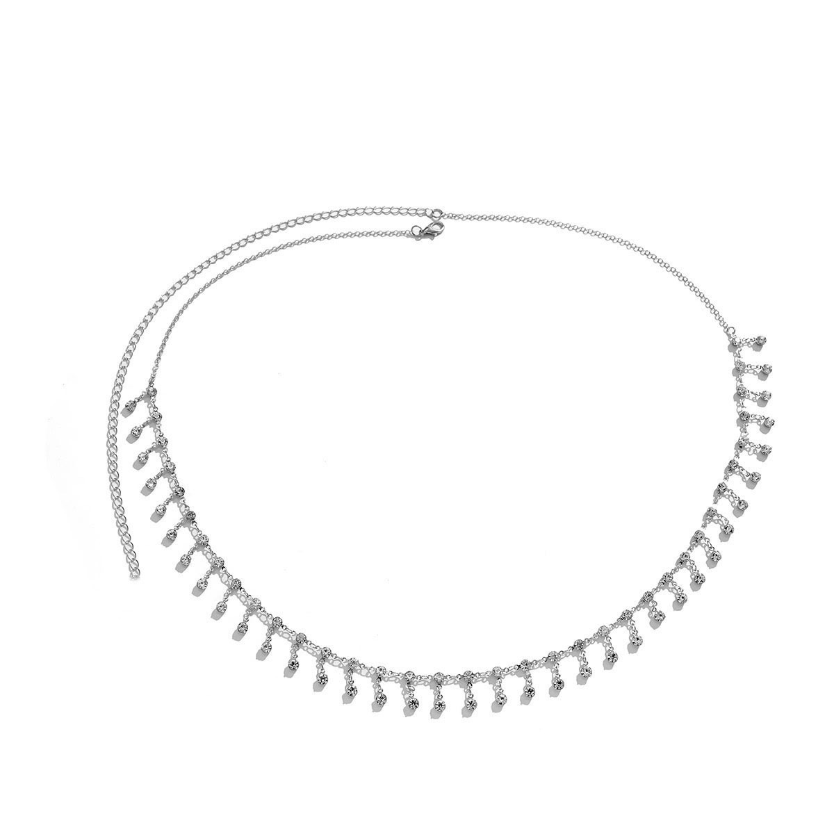 Water diamond waist chain for women's summer decoration, sexy body, fine chain with skirt, necklace, ankle chain, belt, women's accessories Item Picture