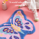 亚马逊蝴蝶植绒地毯家用装饰垫吸水卧室床边毯书房可折叠地毯代发