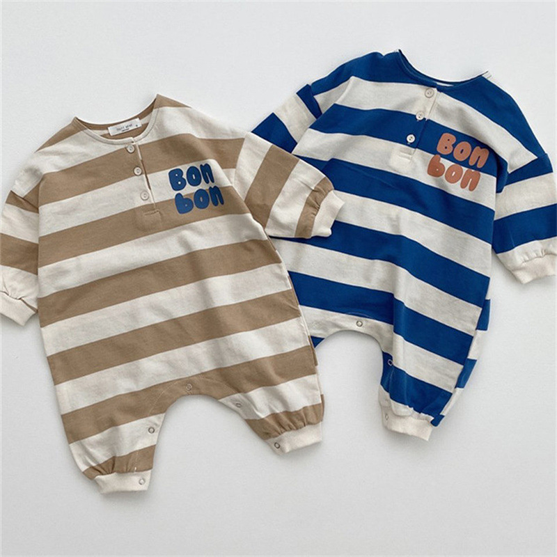 2022秋季新品韩版童装婴儿条纹爬服秋装宝宝连体衣婴幼童长袖哈衣