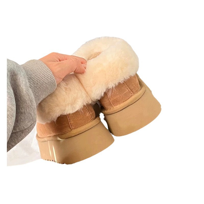 The 2024 new style of thick-soled, height-increasing, short-top, fur and all-in-one snow boots for women's winter cotton shoes Item Picture