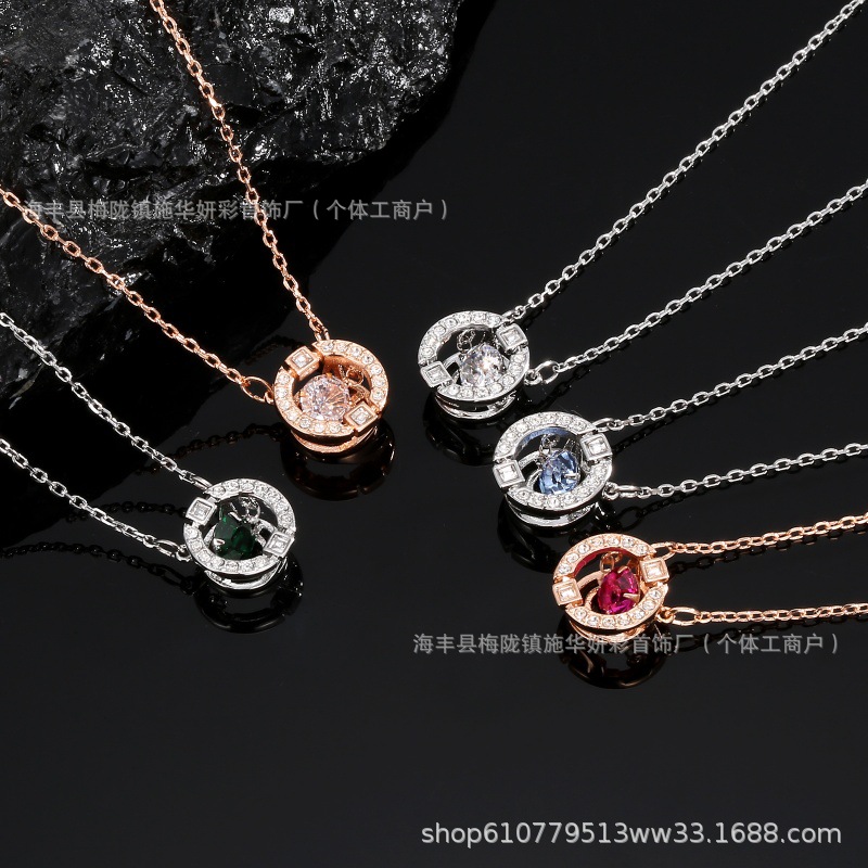 施家跳动的心项链 采用施华洛世奇水晶元素天鹅灵动项链批发代发