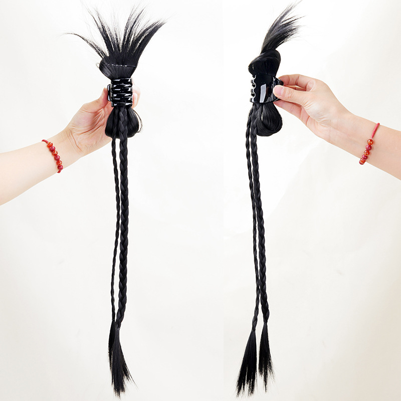 A sweet and cool girl with a false braid, a bow, chicken feathers, a grab, a shuttlecock head, a boxing braid, a double ponytail, and a false braid, Kanika Lun Item Picture