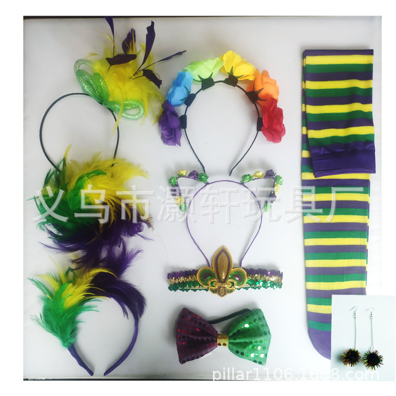 Cross Border special supply three color stripe over knee stockings Carnival yellow, green and purple color striped stockings with thick stockings details Picture