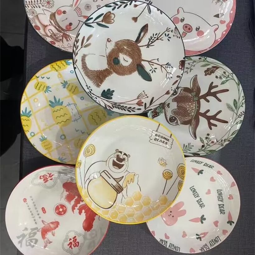 6.25-inch ceramic plates, first-grade round plates, ceramic fruit plates, bowls, plates, rice plates, tableware, vegetable basins, Yiwu products Specification image