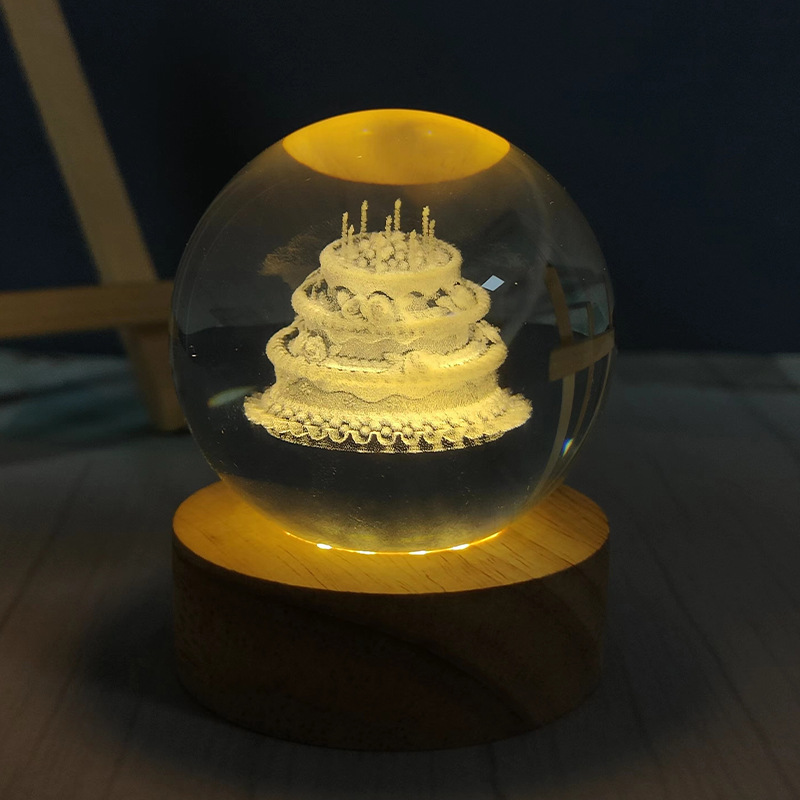 3D inlaid luminous crystal ball decorative item Item Picture
