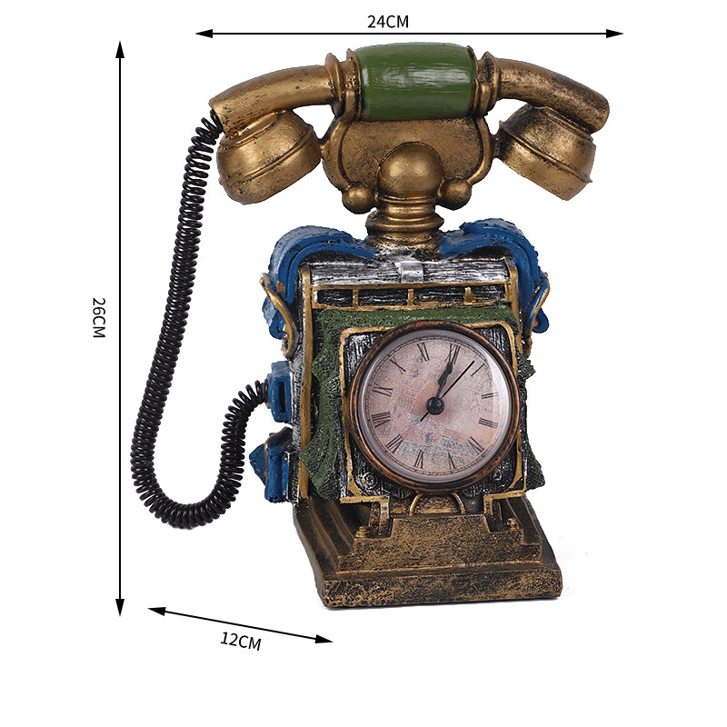 欧式复古树脂/仿古老式电话/现代简约玄关白底实物图