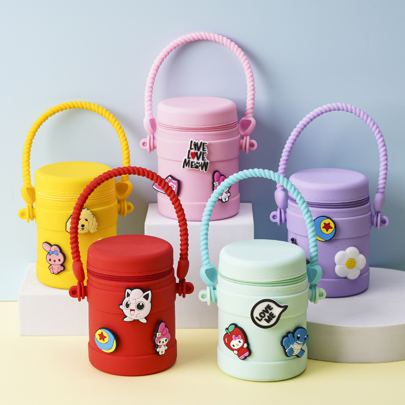 Children's silicone coin purse, cute bucket bag, cartoon hole bag, crossbody bag, versatile and fashionable travel shoulder bag, factory silicone hole bucket bag, children's toy bag Specification image