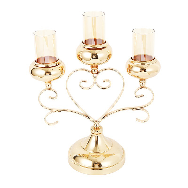 Cross-Border Nordic Metal Glass Candlestick Wedding Hotel Table Living Room Creative Romantic Home Candlelight Dinner Decoration Item Picture