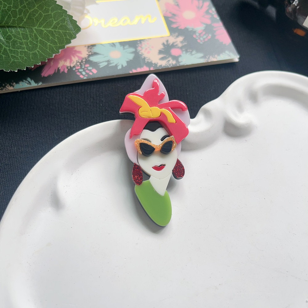 Hot-selling cross-border seven-color flower girl brooches and pins, acrylic creative and fashionable three-dimensional spliced badge accessories pic 8