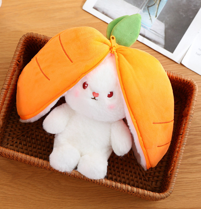 Strawberry Rabbit Doll Transformed Into A Small Rabbit Doll Doll Carrot Rabbit Plush Doll Girl Sleeping Pillow