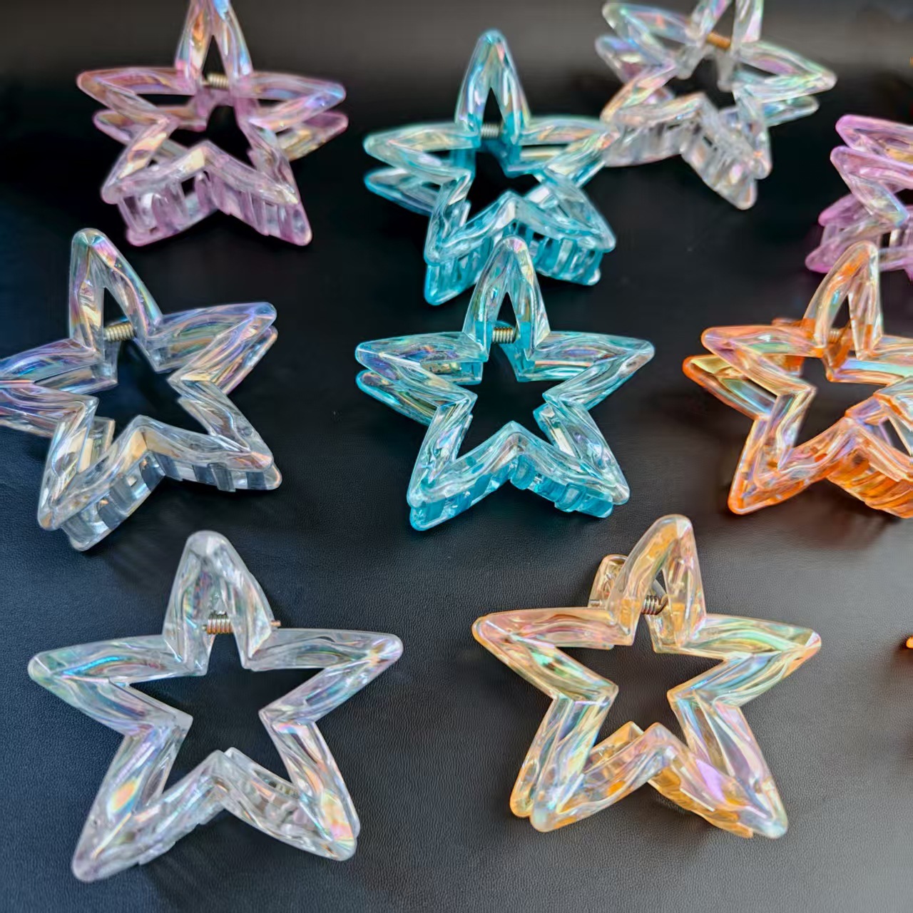 【】 Five-star Grabbers 12/ Pack 1200/ box Five-star Grabbers Crystal Transparent Grabbers Star Grabbers Hair clips Headwear Hair clips for women 2 yuan wholesale