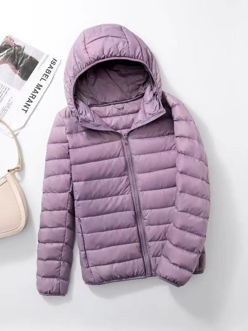 Cross-Border Supply Korean Version Of The New Ultra-Light Down Jacket Women Hooded Slim-Fit Short Large-Size Coat Manufacturers Supply Item Picture