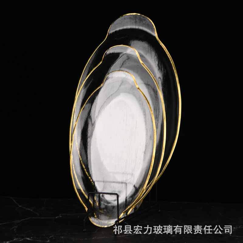 European Double Ear Dish Glass Fish Plate Household Steamed Fish Plate Glass Fruit Plate Hotel Plate Manufacturers Direct Supply Specification drawing