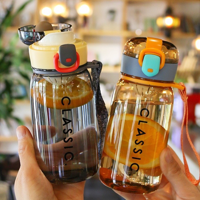 高颜值塑料水杯日本随行杯塑料茶漏水杯ins风简约随手杯