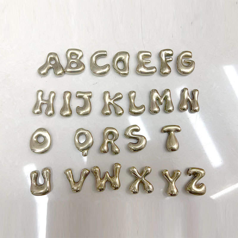 跨境热销光面气球泡泡字母项链可爱26个英文字母DIY时尚吊坠批发