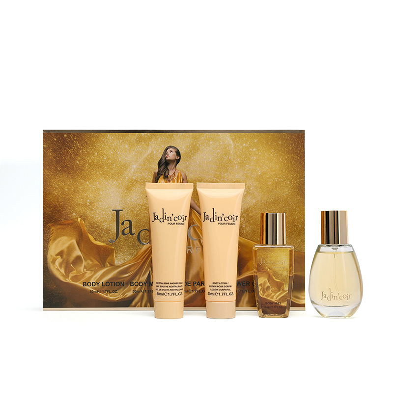 The popular online product, the long-lasting women's eau de Toilette set of four pieces, is recommended for wholesale through live streaming. It is a niche high-end gift box Item Picture