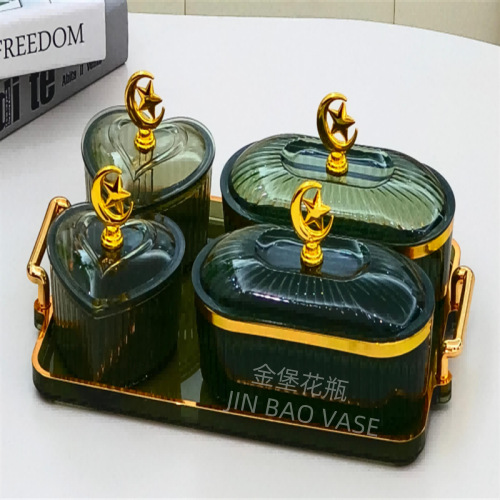 Light luxury ins snacks, dried fruits, plastic compartments, nuts, tea and snack plates, acrylic covered household plates details Picture