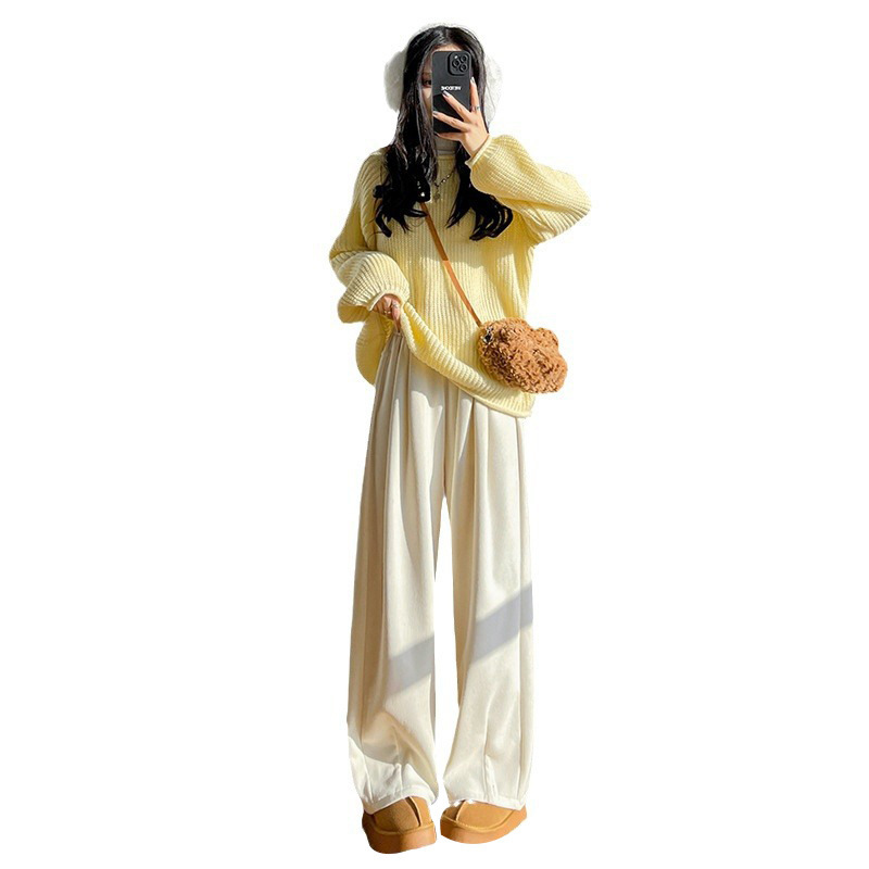 White laid-back Yamamoto pants for women's autumn and winter, new loose and slimming casual pants for women, straight-leg high-waisted wide-leg pants Item Picture