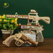 木质3D立体拼图玩具枪儿童益智玩具批发男孩组装地摊热卖货源拼装