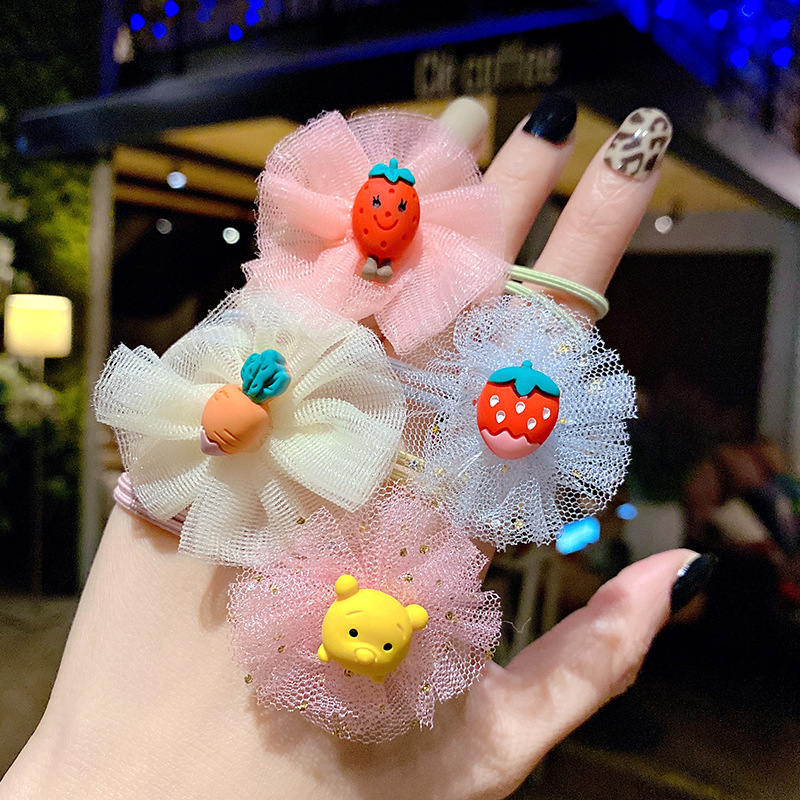 South Korea's New Children's Hair Band Hyuna Wind Net Bow Cartoon Head Rope Little Girl Princess Rubber Band Hair Rope