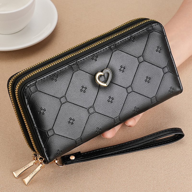 New wallet for women, long double-zipper wallet, fashionable large-capacity hand-held bag from Japan and South Korea for women's cross-border travel details Picture