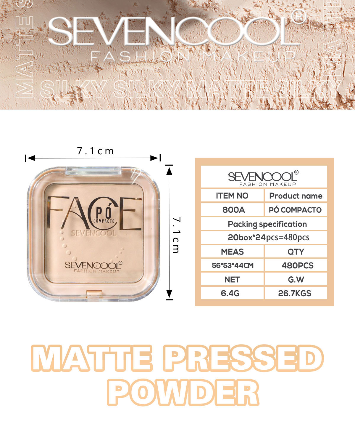 SEVENCOOL facial powder contouring plate brightens skin tone, refines contours, and provides long-lasting concealer and natural color pic 3