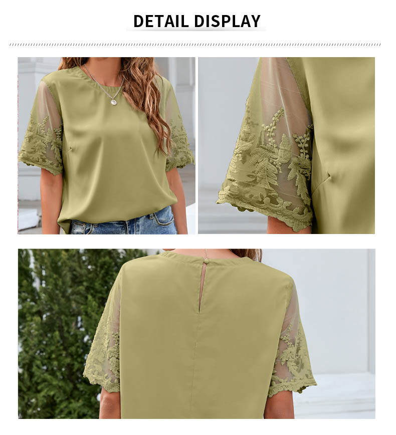 Cross-border best-selling European and American women's clothing, new Amazon export bestsellers round-neck lace shirts, export chiffon shirts and women's tops Application Scenario