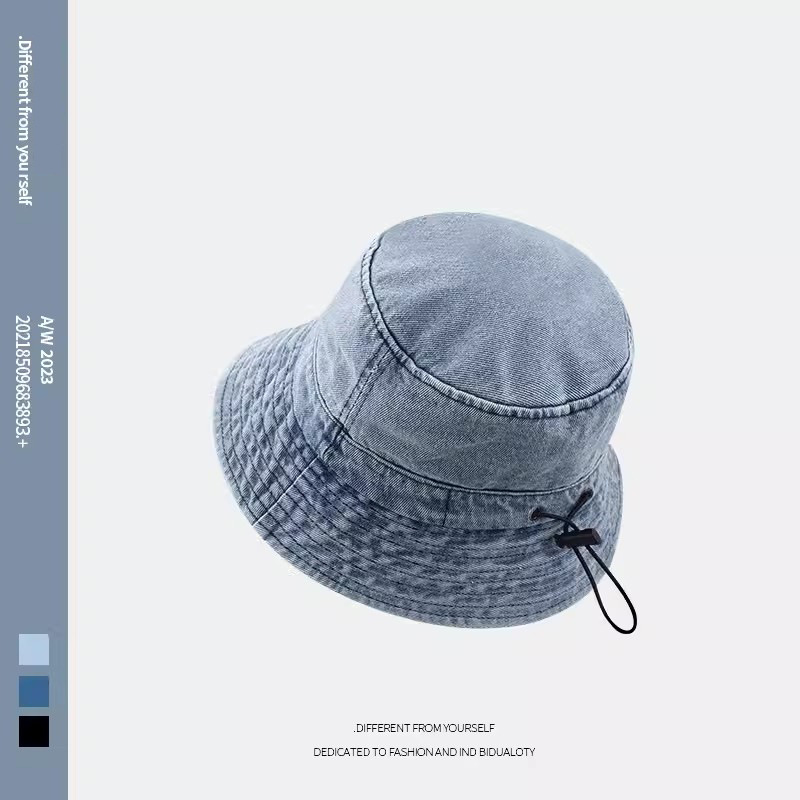 2023 nuevo estilo drawing rope cowboy pescador sombrero mujer vintage lavado hacer viejo cubo sombrero reductor edad mujer visera sombrero versátil hombre Item Picture