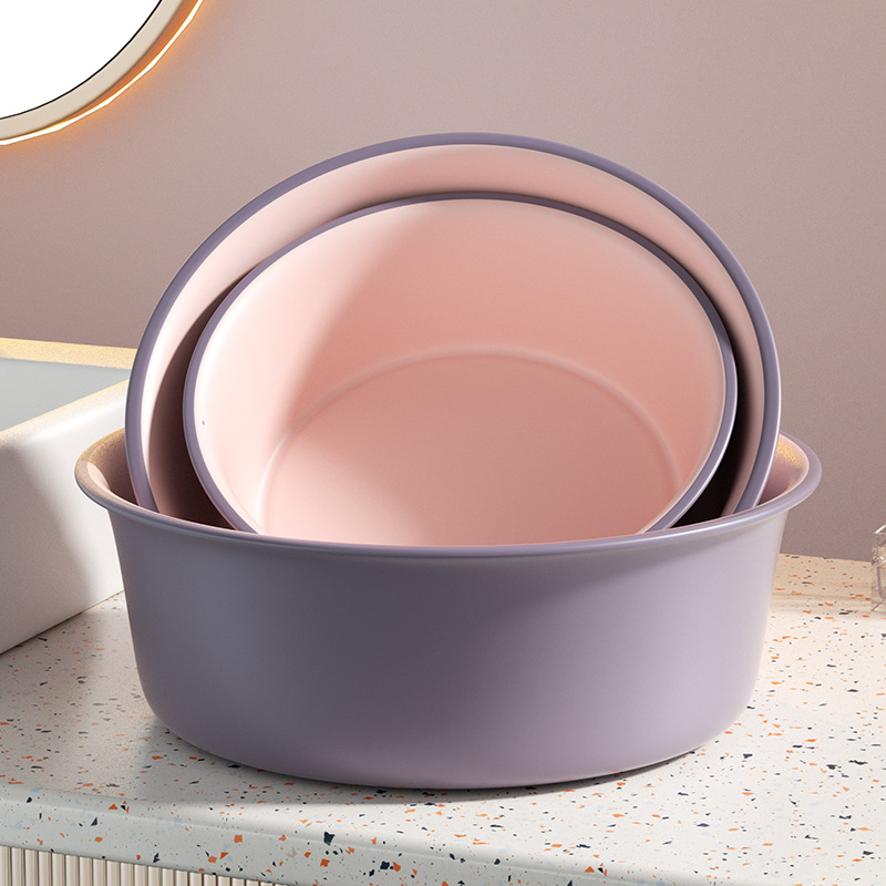 New Two-Color Washbasin Household Basin Food Grade Material Thickened Drop Resistant Plastic Water Basin Bath Basin Kitchen Wash Basin