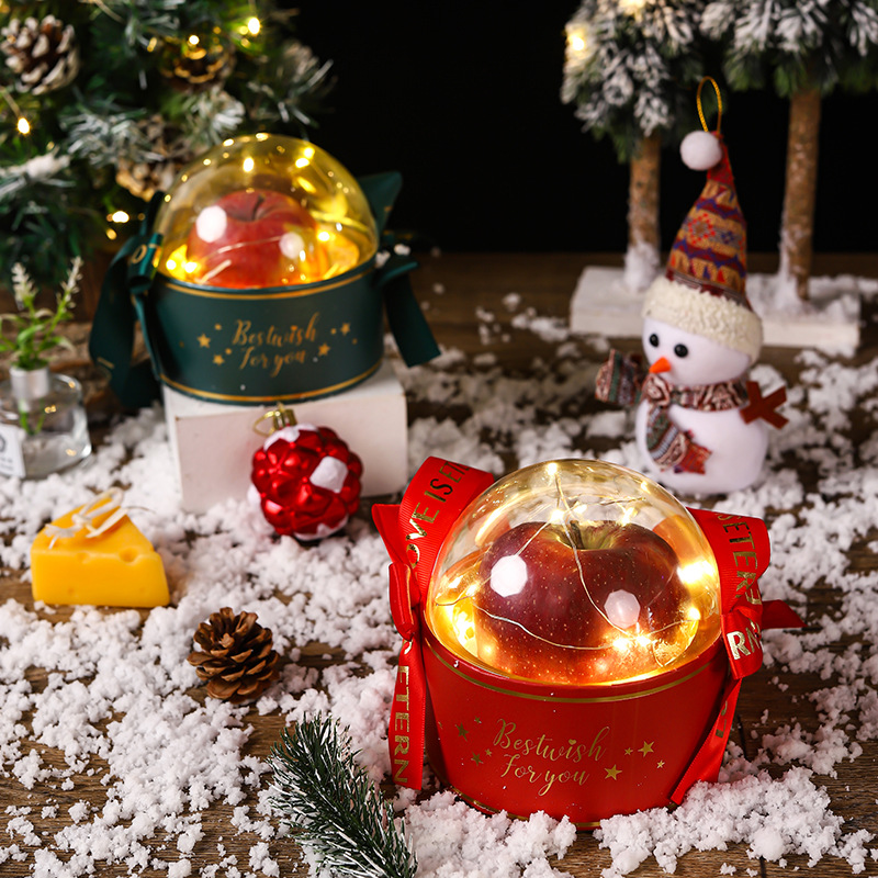 圣诞节苹果盒平安夜平安果包装盒圣诞透明礼物盒创意苹果礼盒现货