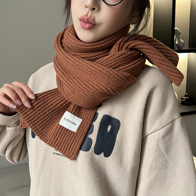 红色毛线围巾女冬季氛围感韩版百搭学生冬天保暖纯色加厚针织围脖详情16