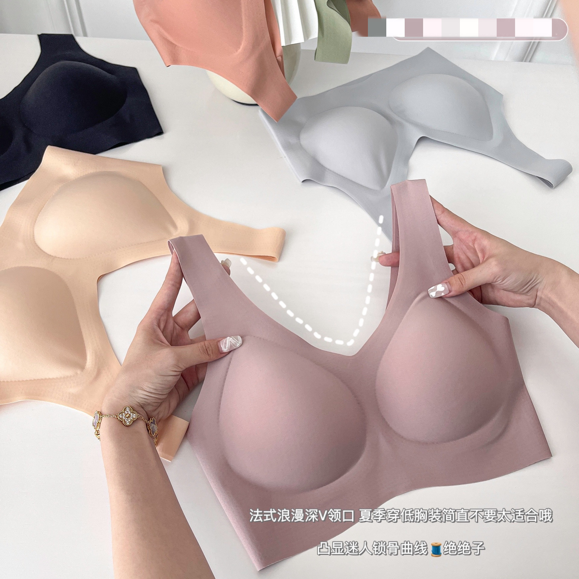 云朵一片式女士内衣运动舒适时尚裹胸无痕无钢圈美背聚拢文胸罩女