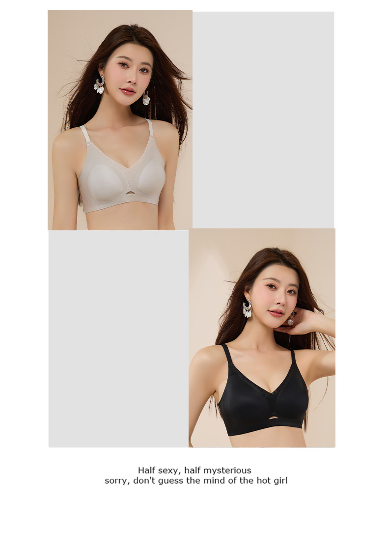 夏季超薄透气镂空粉底液无痕内衣女士一片式软支撑聚拢文胸罩跨境详情24