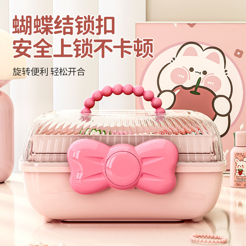 ll三层手提咕卡收纳盒大容量学生文具盒儿童女孩diy手账贴纸赵详情图2
