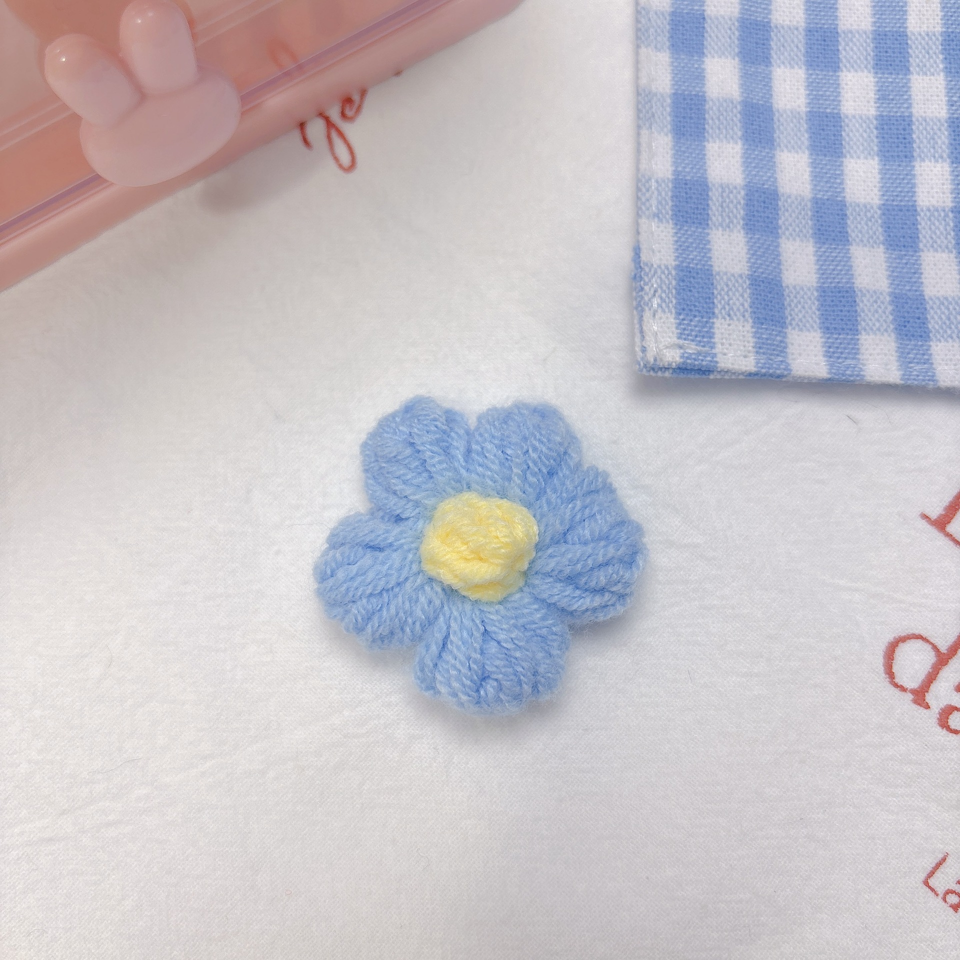 彩色针织泡芙小花配件毛线编织花朵diy儿童服装鞋袜帽子发夹配饰详情14