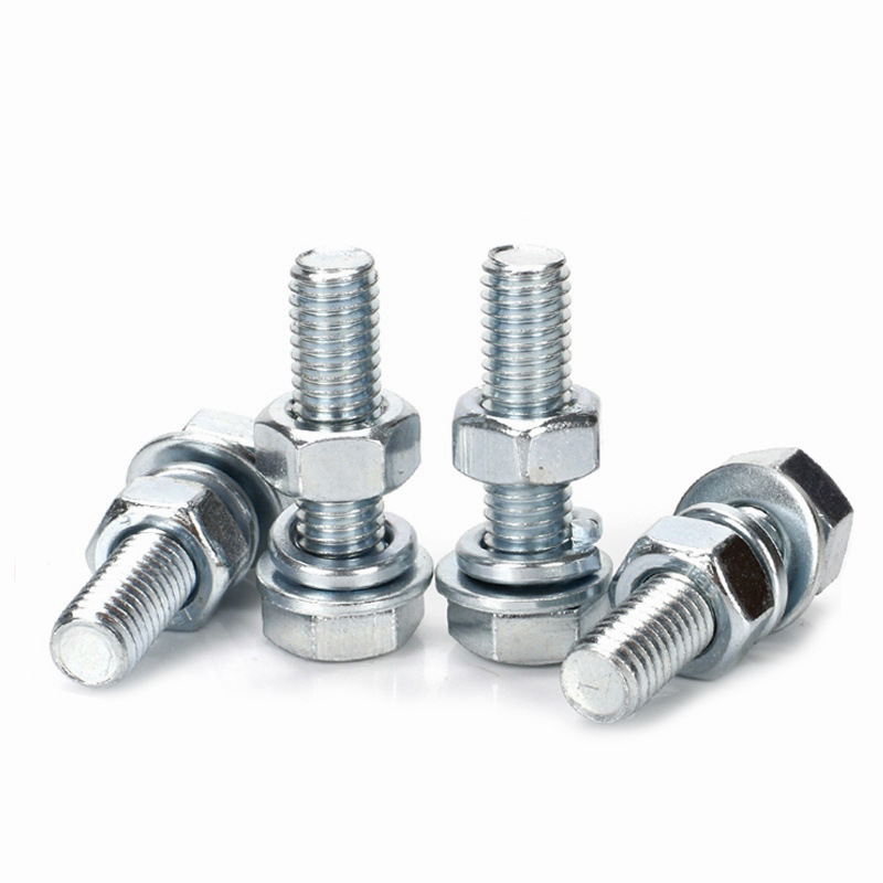 4.8 grade galvanized hexagon socket screws M8 bolts and nuts with washers and flat spring washers combination set M6M10-M20 Application Scenario