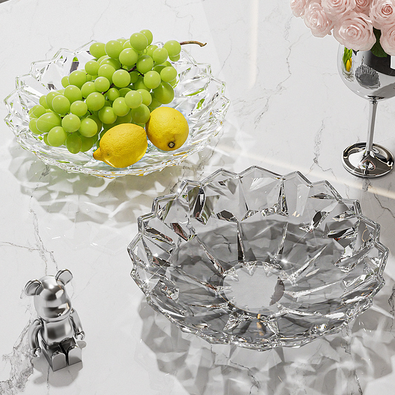 家用客厅水果盘轻奢透明干果零食盘高颜值茶几网红高端盘源头厂家