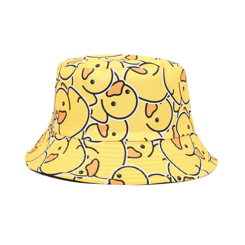 Cross-Border Small Yellow Duck Printed Fisherman Hat Europe And The United States Outdoor Sunshade Sunscreen Basin Hat Fashion Cartoon Sunshade Sun Hat Item Picture