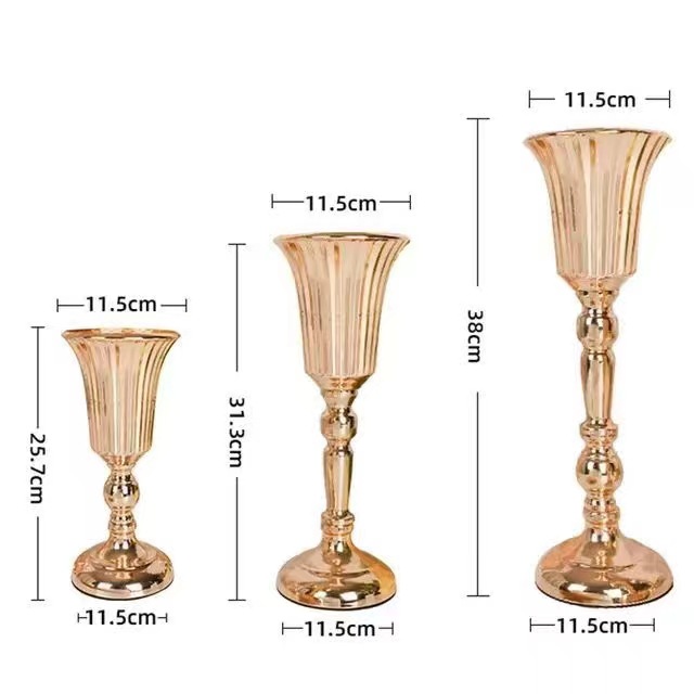 European Cross Border Tabletop Wedding Props Metal Crafts Flower Arranger Electroplating Vase Wedding Table Decoration Item Picture