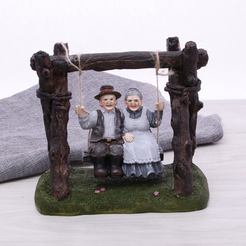 A Couple Of Old Man And Wife Together Accompanied By Grandparents Swing Wedding Valentine's Day Gift details Picture