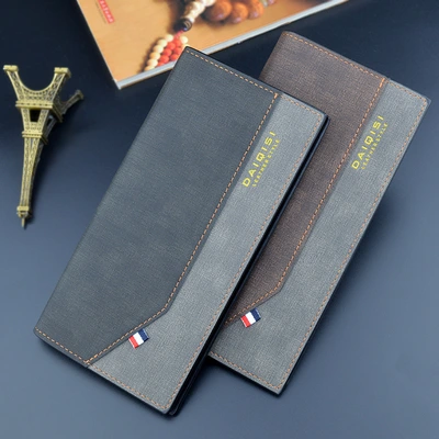 New Men's Wallet, Men's Long Suit Bag, Thin Soft Wallet, Multiple Compartments, Large Capacity, Fashionable Youth Color-Matching Wallet