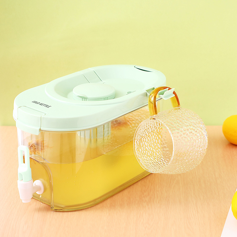 Food Grade Summer Fruit Tea Lemon Tea Cold Kettle Large Capacity Cold Brew Juice Pot With Tap For Refrigerator Cold Water Bucket Specification drawing