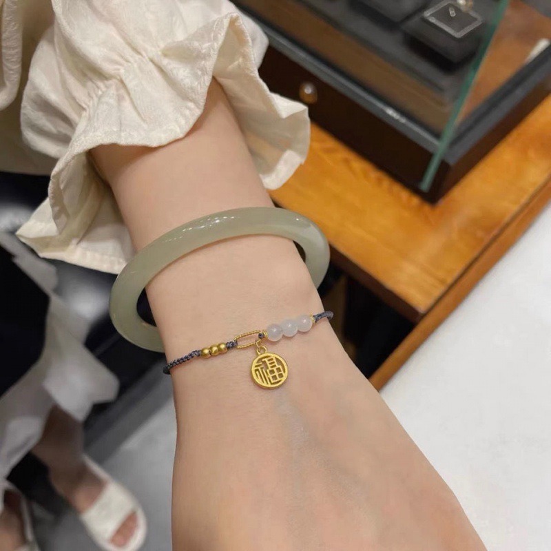 Qingbai Jade Bracelet Xinjiang And Tian Shi Qingbai Jade Bracelet For Women Jingle Round Thin Strip True Clear Water Jade Bracelet Gifts details Picture