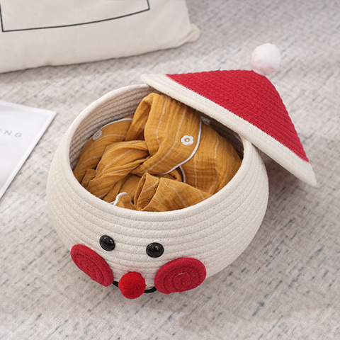 Snowman Eggs Christmas Decoration Desktop Storage Basket Snacks Sundry Data Cable Storage Basket Dust Storage Basket With Cover Specification drawing